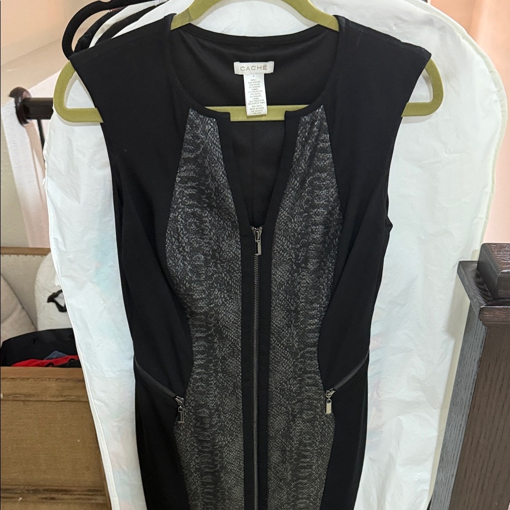 Cache Women's Dress in Black and Silver